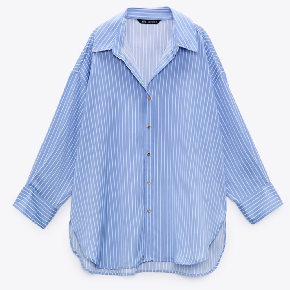 ZARA Satin Striped Blouse